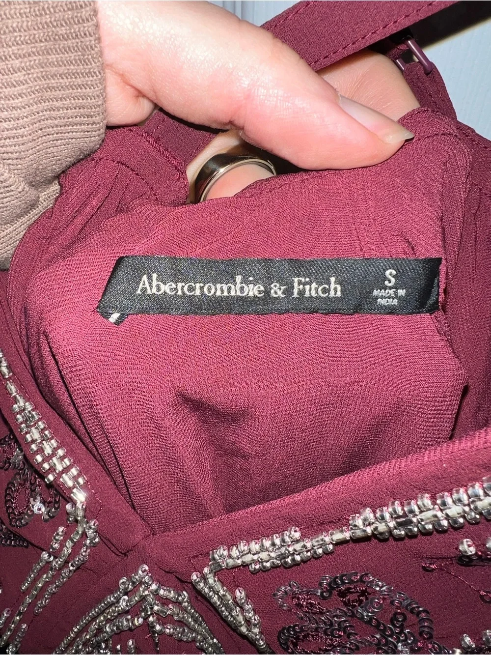 Abercrombie & Fitch beaded plunge maxi dress